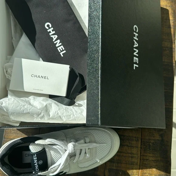 Chanel White and Black Sneakers - Picture 8 of 10